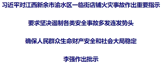 习近平对江西新余市渝水区一临街店铺火灾事故作出重要指示