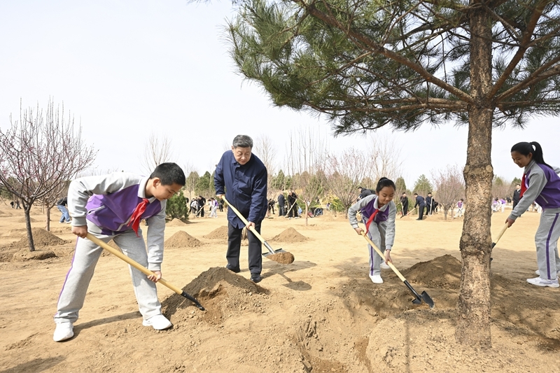 习近平在参加首都义务植树活动时强调： 为山川大地增添锦绣 让中国式现代化底色更加亮丽